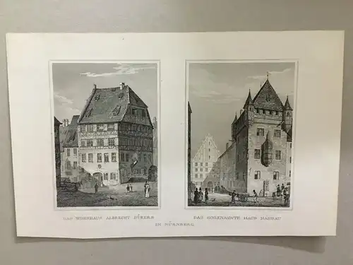 Grafik,Stahlstich, Das Wohnhaus Albrecht Dürer. S und das sogenannte Haus Nassau