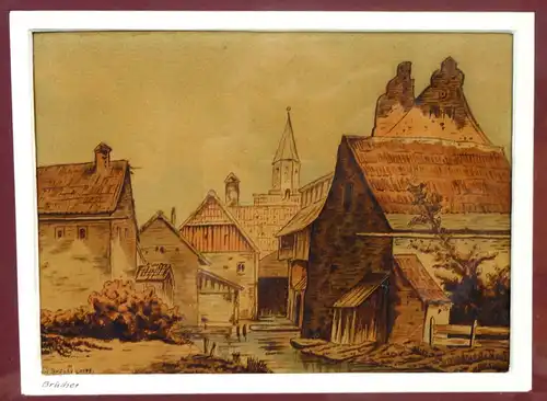 Aquarell,Stadtansicht, sign.Brücher 1898