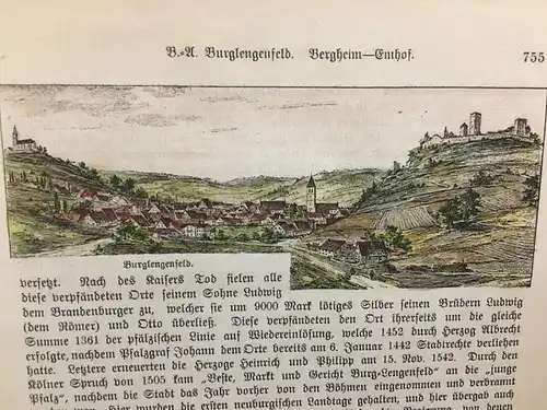 Grafik, Holzschnitt koloriert, Burglengenfeld