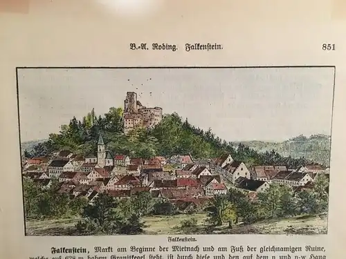 Grafik, Holzschnitt koloriert, Falkenstein