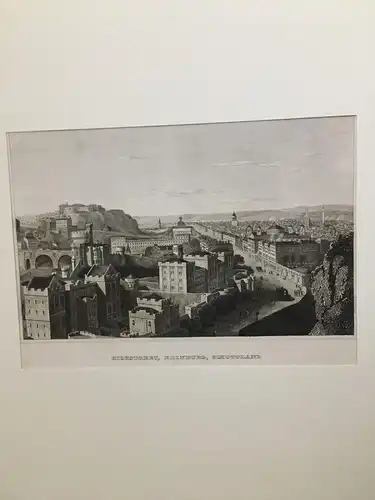 Grafik,Stahlstich, Highstreet in Edinburg, ca.1850