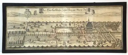 Kupferstich,Michael Wening, Starnbergersee,Schloss Perg um 1701,gerahmt