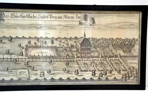 Kupferstich,Michael Wening, Starnbergersee,Schloss Perg um 1701,gerahmt