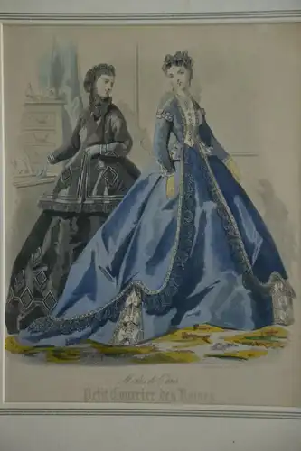 Stahlstich koloriert, Modes de Paris, Petit Courir des Dames, ca. 1850