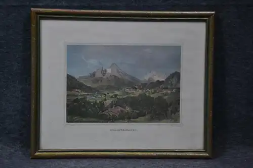 Stahlstich, koloriert, Berchtesgaden, Watzmann, gez. Würthle, etwa 1850