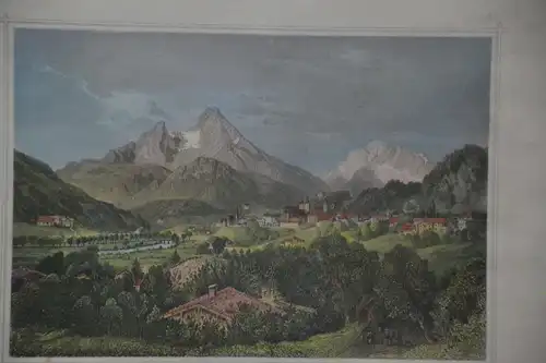 Stahlstich, koloriert, Berchtesgaden, Watzmann, gez. Würthle, etwa 1850