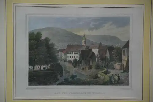Stahlstich, koloriert, Wildbad, Bad und Promenade, Schönfeld,  etwa 1850