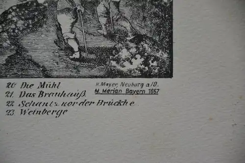 Kupferstich auf Büttenpapier, Neuburg an der Donau, Meyer, Merian , 1657