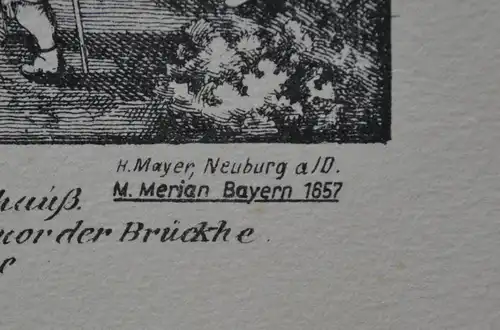 Kupferstich auf Büttenpapier, Neuburg an der Donau, Meyer, Merian , 1657