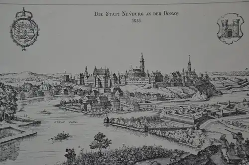 Kupferstich auf Büttenpapier, Neuburg an der Donau, Meyer, Merian , 1657