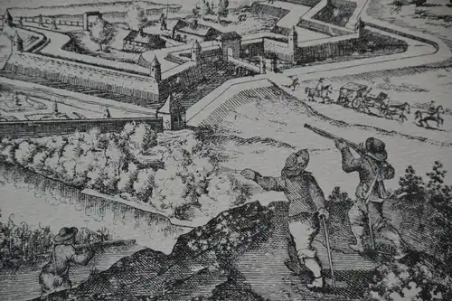 Kupferstich auf Büttenpapier, Neuburg an der Donau, Meyer, Merian , 1657