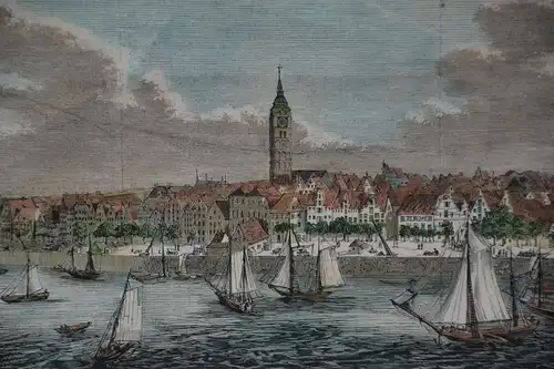 Stahlstich, koloriert, Ansicht von Bremen, etwa 1880