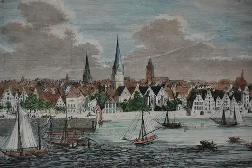 Stahlstich, koloriert, Ansicht von Bremen, etwa 1880