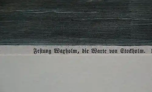 Holzschnitt, Festung Warholm, die Warte von Stockholm, Kirchhoff ,1870