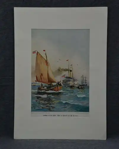 Druck, Aquarell von Willy Stöwer, Sommer an der Küste, etwa 1915