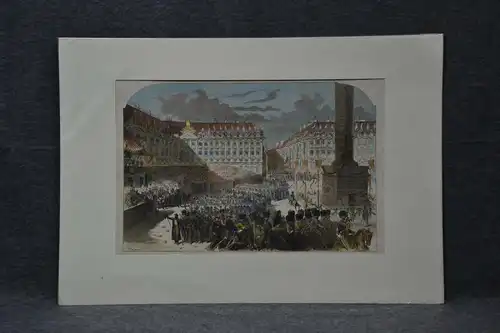 Stahlstich, koloriert, Militärparade, G. Rouse, 1859