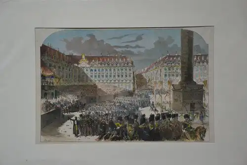 Stahlstich, koloriert, Militärparade, G. Rouse, 1859