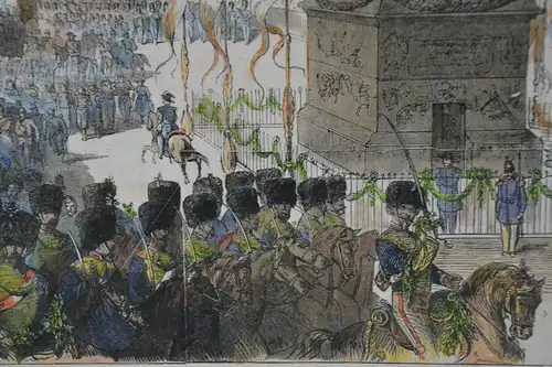 Stahlstich, koloriert, Militärparade, G. Rouse, 1859