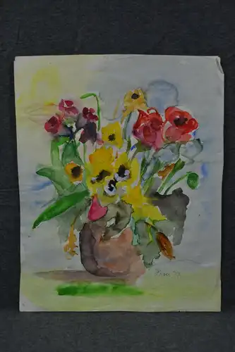 Aquarell, Stilleben mit Blumen, Hrou 97