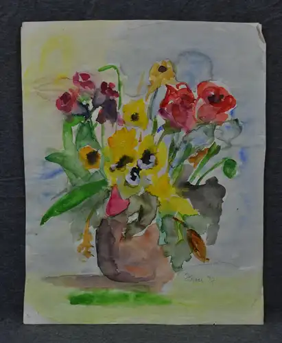 Aquarell, Stilleben mit Blumen, Hrou 97