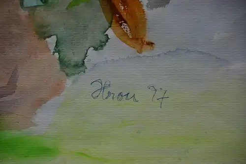 Aquarell, Stilleben mit Blumen, Hrou 97