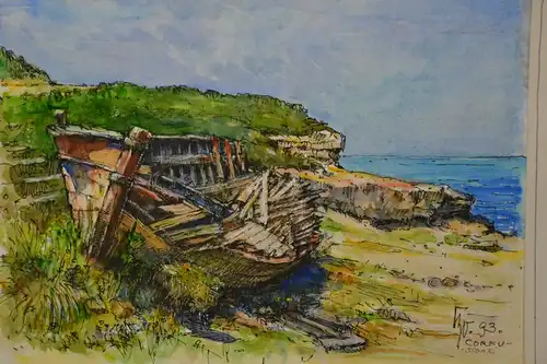 Aquarell, Bauer-Oltsch, Korfu-Sidari, 1993