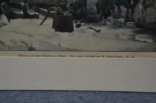 Holzschnitt, nach Müller-Lingke, Fischfang auf dem Schliersee, um 1904