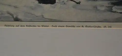 Holzschnitt, nach Müller-Lingke, Fischfang auf dem Schliersee, um 1904