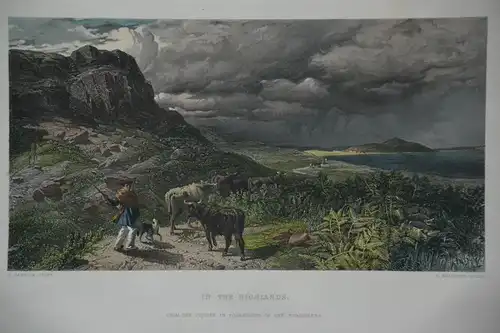 Stahlstich,koloriert, In the Highlands, R. Carrick, E. Brandard