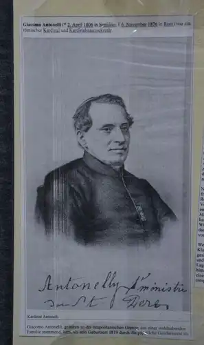 Kupferstich, Kardinal G. Antonelli, 1806-1876, Stich G. Flüggen, um 1850