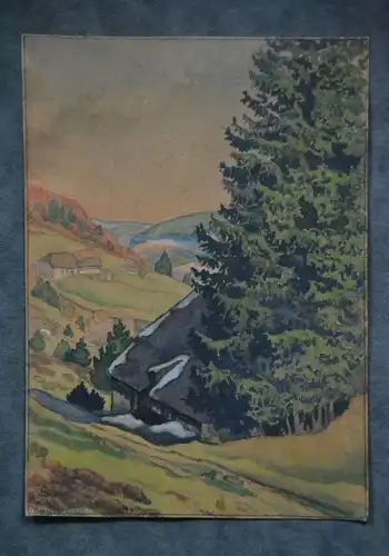 Aquarell, Dora Wegele, Im Würmtal, etwa 1950