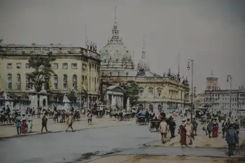 Farbradierung, Wolfgang Tritt, Unter den Linden, Berlin, Rahmen vergoldet