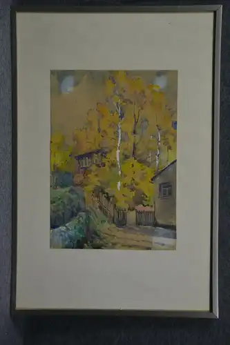 Aquarell, unbek. Maler, Landschaft mit Bäumen