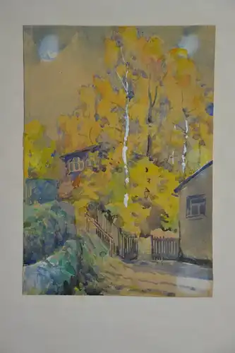 Aquarell, unbek. Maler, Landschaft mit Bäumen