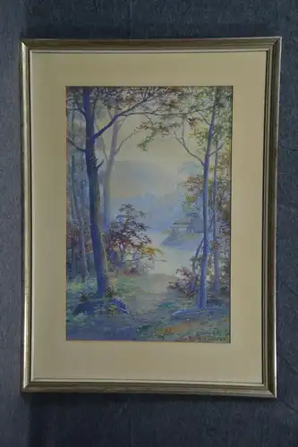 Aquarell, S.H. Matsumoto, Japanische Landschaft