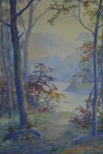 Aquarell, S.H. Matsumoto, Japanische Landschaft