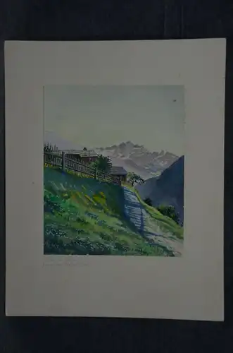 Aquarell, Häuser in Tobadill, Tirol, G. Rüdinger 1932, dat., sign.