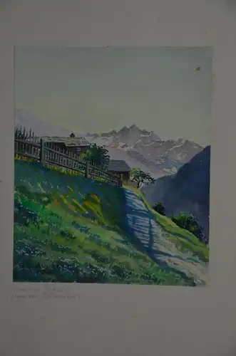 Aquarell, Häuser in Tobadill, Tirol, G. Rüdinger 1932, dat., sign.