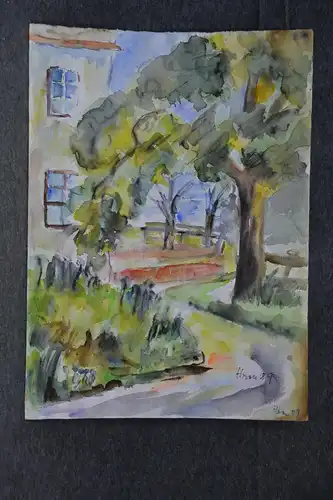 Aquarell, Bäume, Hron, 1990