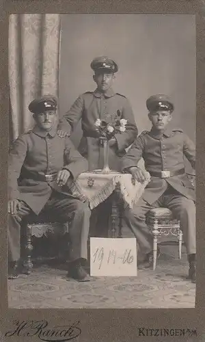 Fotografie, s/w, monochrom,3  Soldaten,1916,Foto.Ranck,Kitzingen am Main