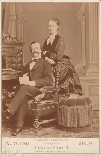 Kabinet-Fotografie s/w, Ehepaar Müller/Hillbrichs,Berlin etwa 1900,Foto:Grundner