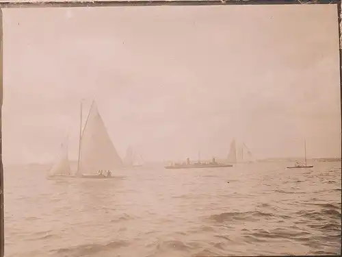 Fotografie, s/w, Segelyacht,Kieler Woche, etwa 1914