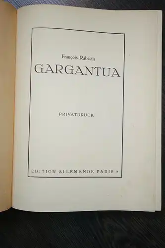 Buch,Gargantua,Francois Rabelais,Edition Allemande,Paris,1890