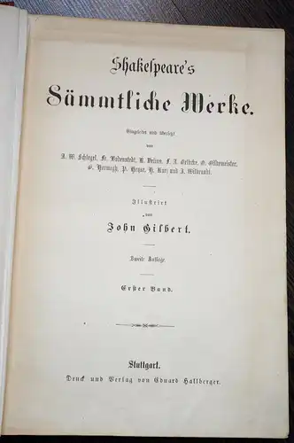 4 Bücher,Shakespeare,Gesamt.,Illust.William J.Gilbert,Übers. W.v. Schlegel,1875