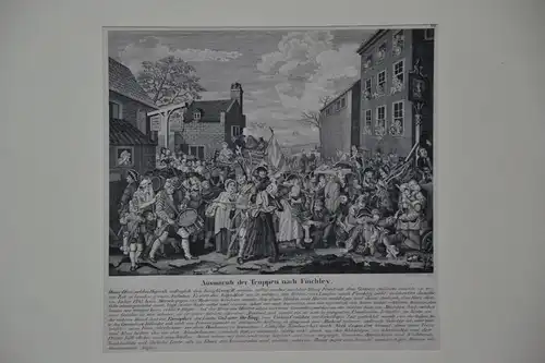 Kupferstich, Militaria, Ausmarsch der Truppen nach Finchley, 1745