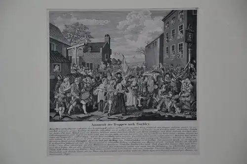 Kupferstich, Militaria, Ausmarsch der Truppen nach Finchley, 1745
