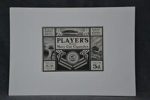 Werbeplakat, Druck auf Zeitungspapier , Zigaretten, Players Navy Cut, etwa 1910