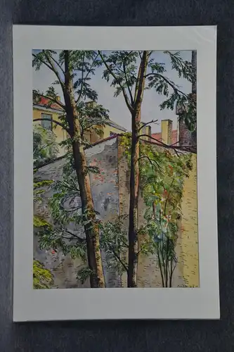 Tuschzeichnung, handkoloriert, München 1944, unbek. Maler