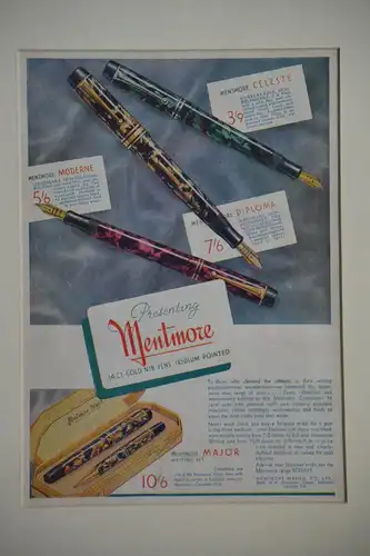 Druck, Werbung, Mentmore Writing Set, Werbeplakat 1934,im Passepartout