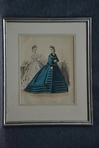 Stahlstich, koloriert, Modes de Paris, etwa 1860